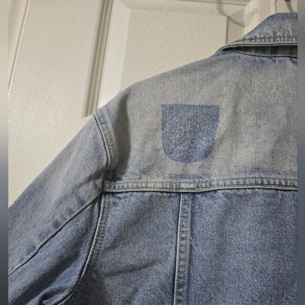 Free People Dillon Denim Jacket in Jasmine, Oversized/Boxy Fit, Frayed Hem, EUC! - Picture 10 of 16